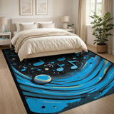 Cosmic Blue Music Notes Area Rug