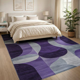 Geometric Modern Purple Purple Grey Geometric Modern Area Rug