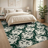 Emerald Green Floral Vintage Green Area Rug