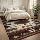 Southwestern Brown and Tan Southwestern Geometric Tribal Area Rug