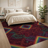 Multi-color and Patterns Rainbow Music Notes Geometric Area Rug