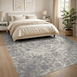 Vintage Purple Floral Medallion Area Rug