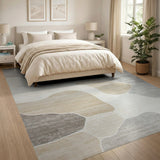 Abstract Beige Grey Organic Shapes Area Rug