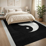 Geometric Modern Yin Yang Black White Area Rug