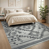 Southwestern Black White Southwestern Geometric Area Rug