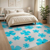 Light Blue Flower Scatter Area Rug