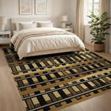 Geometric Railroad Tracks Area Rug