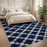 Navy Geometric Quatrefoil Tile Area Rug
