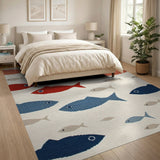 Coastal Fish School Woven Area Rug