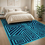 Teal Heritage Tribal Geometric Area Rug