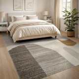 Abstract Beige Grey Woven Area Rug