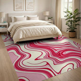 Wavy Pink Swirl Abstract Area Rug