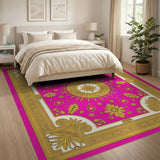 Pink Gold Ornate Medallion Area Rug