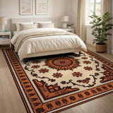 Orange Floral Medallion Persian Rug
