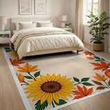 Autumn Sunflower Pumpkin Harvest Border Rug