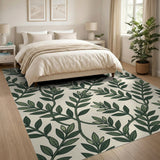 Lush Green Leaf Bud Pattern Area Rug
