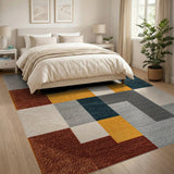 Multi-color and Patterns Bold Geometric Multi-Color Block Area Rug
