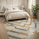 Brown and Tan Tan Geometric Southwestern Area Rug