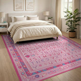 Playful Pink Alphabet Kids Learning Rug