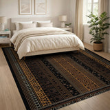 Black Gold Heritage Tribal Geometric Rug