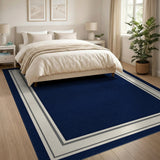Navy Blue Double Border Area Rug