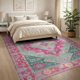 Teal Magenta Southwestern Area Rug