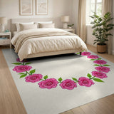 Vintage Pink Rose Wreath Area Rug