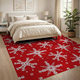 Festive Red Snowflake No. 6 Area Rug