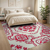 Red Persian Floral Mandala Area Rug