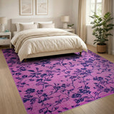 Pink Vibrant Pink Navy Floral Vine Area Rug