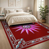 Ornate Pink Starburst Floral Rug