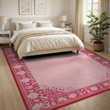 Blush Pink Heart Border Persian Area Rug