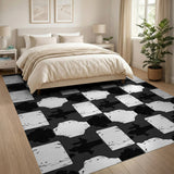 Black and White Distressed Black White Abstract Area Rug
