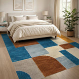 Curved Geometric Abstract Area Rug