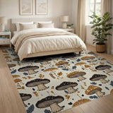 Whimsical Mushroom Forage Pattern Area Rug