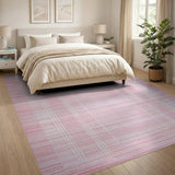 Modern Pink Grid Line Area Rug