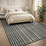 Classic Black White Gingham Checkered Rug