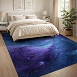 Cosmic Vortex Purple Swirl Area Rug