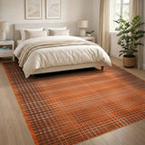 Orange Vibrant Orange Geometric Modern Area Rug