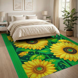 Yellow Vibrant Sunflower Meadow Area Rug