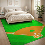 Baseball Field Green Kids Area Rug