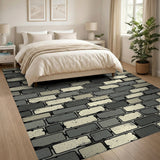 Grey Distressed Brick Wall Area Rug