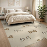 Beige Dog Bone Kids Cartoon Area Rug