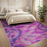 Vibrant Pink Purple Ikat Abstract Area Rug