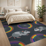 Gray Rats Rainbow Wheels Area Rug