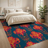 Red Floral Damask Persian Area Rug
