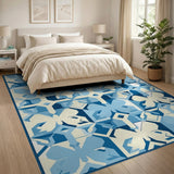 Blue Geometric Butterfly Area Rug