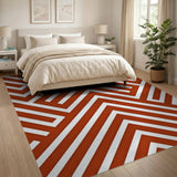 Bold Orange Geometric Interlock Area Rug
