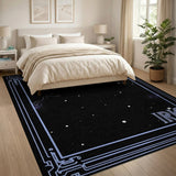 Cosmic Starry Sky Rug with Ornate Blue Frame