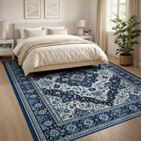 Medallion Navy Blue Persian Medallion Area Rug